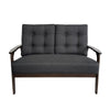 Lex Loveseat | Tufted Back Charcoal Gray Fabric | Walnut Brown | 46"
