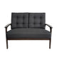 Lex Loveseat | Tufted Back Charcoal Gray Fabric | Walnut Brown | 46"