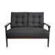 Lex Loveseat | Tufted Back Charcoal Gray Fabric | Walnut Brown | 46’’ BM335413