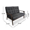 Lex Loveseat | Tufted Back Charcoal Gray Fabric | Walnut Brown | 46"