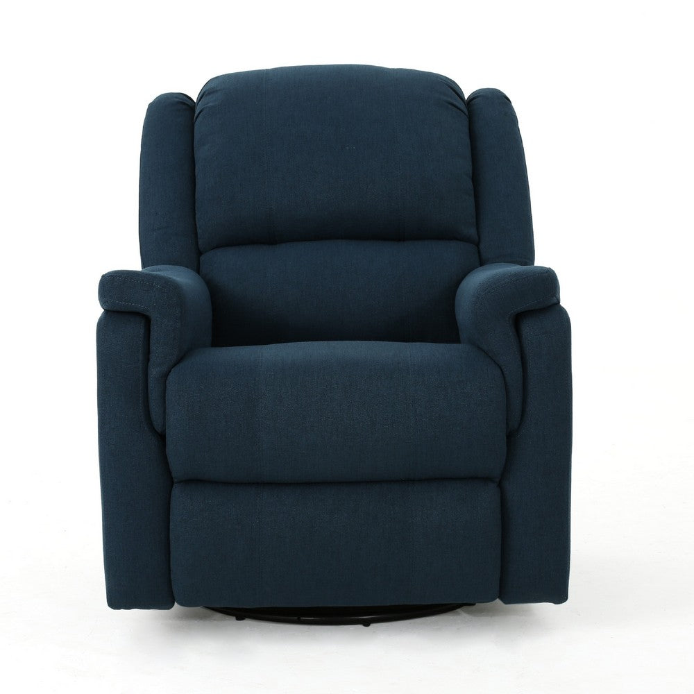 Doi Manual Glider Swivel Recliner Chair | Plush Navy Blue Fabric
