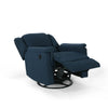 Doi Manual Glider Swivel Recliner Chair | Plush Navy Blue Fabric