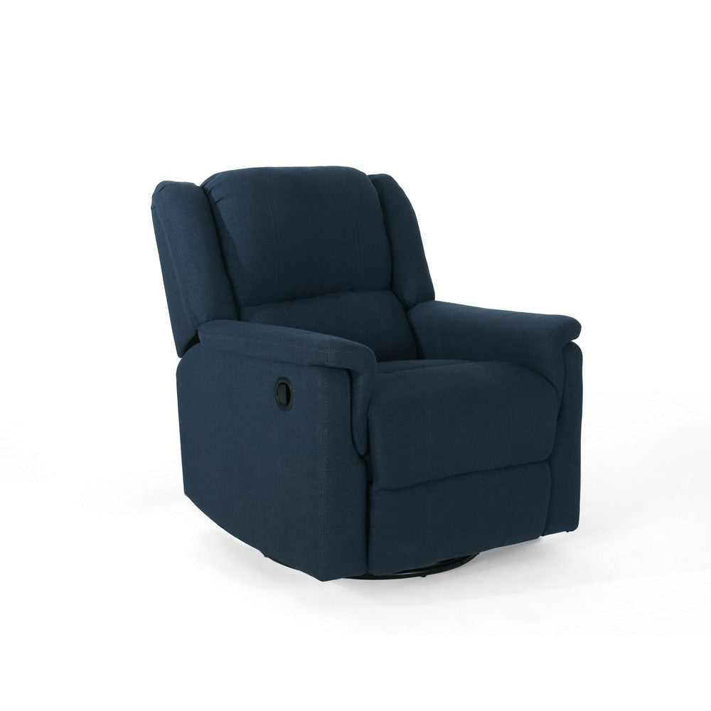 Doi Manual Glider Swivel Recliner Chair | Plush Navy Blue Fabric