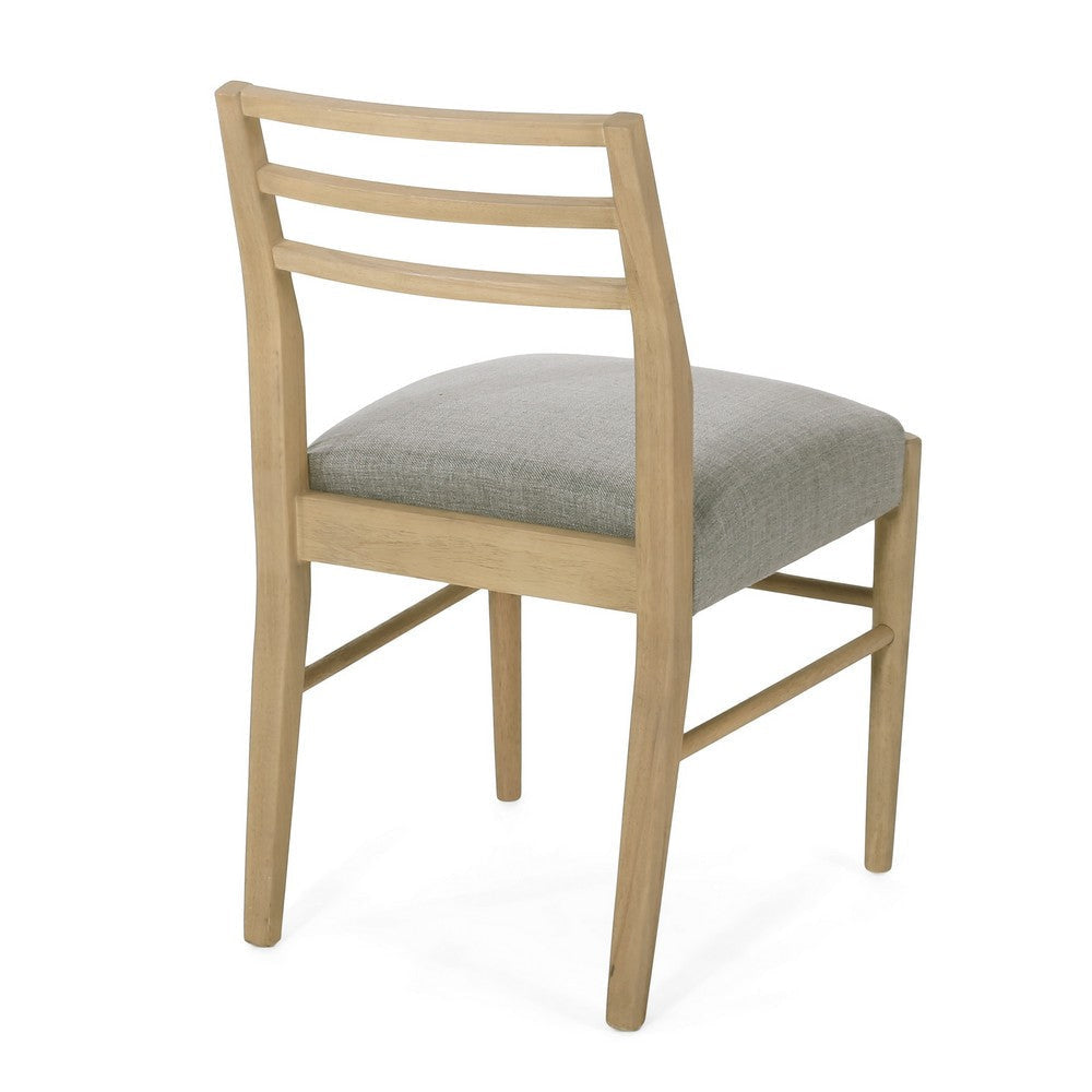 Piny Dining Side Chair Set of 2 | Gray Padded Seat | Wood Ladderback BM335416