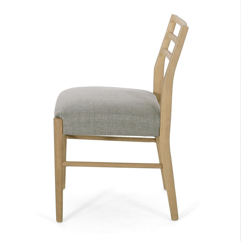 Piny Dining Side Chair Set of 2 | Gray Padded Seat | Wood Ladderback BM335416