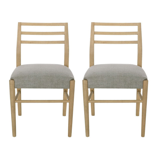 Piny Dining Side Chair Set of 2 | Gray Padded Seat | Wood Ladderback
