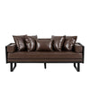 Osy Loveseat | 7 Pillows | Button Tufted Dark Brown Faux Leather 72’’ BM335418