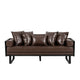 Osy Loveseat | 7 Pillows | Button Tufted Dark Brown Faux Leather 72’’ BM335418