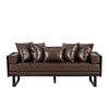Osy Loveseat | 7 Pillows | Button Tufted Dark Brown Faux Leather 72"