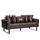Osy Loveseat | 7 Pillows | Button Tufted Dark Brown Faux Leather 72"