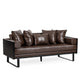 Osy Loveseat | 7 Pillows | Button Tufted Dark Brown Faux Leather 72"