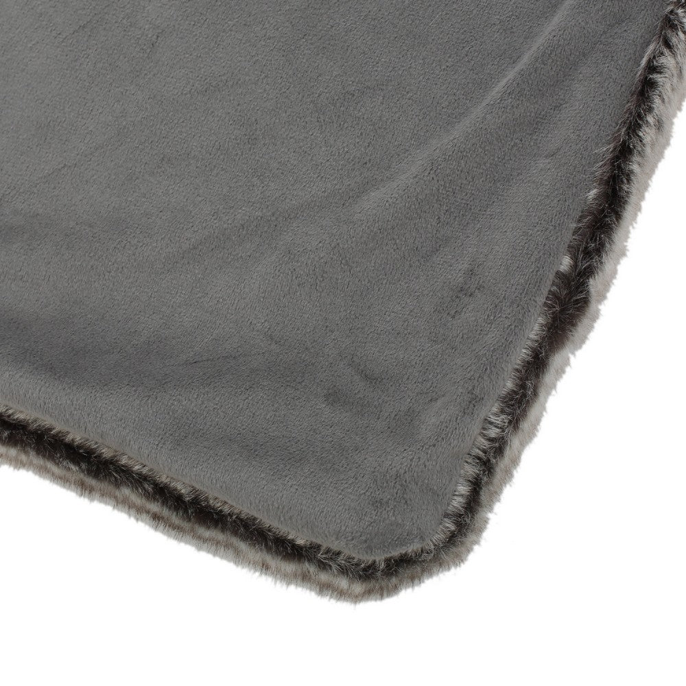 Tini 50x60 Throw Blanket | Rich Brown Faux Fur | One Sided Design