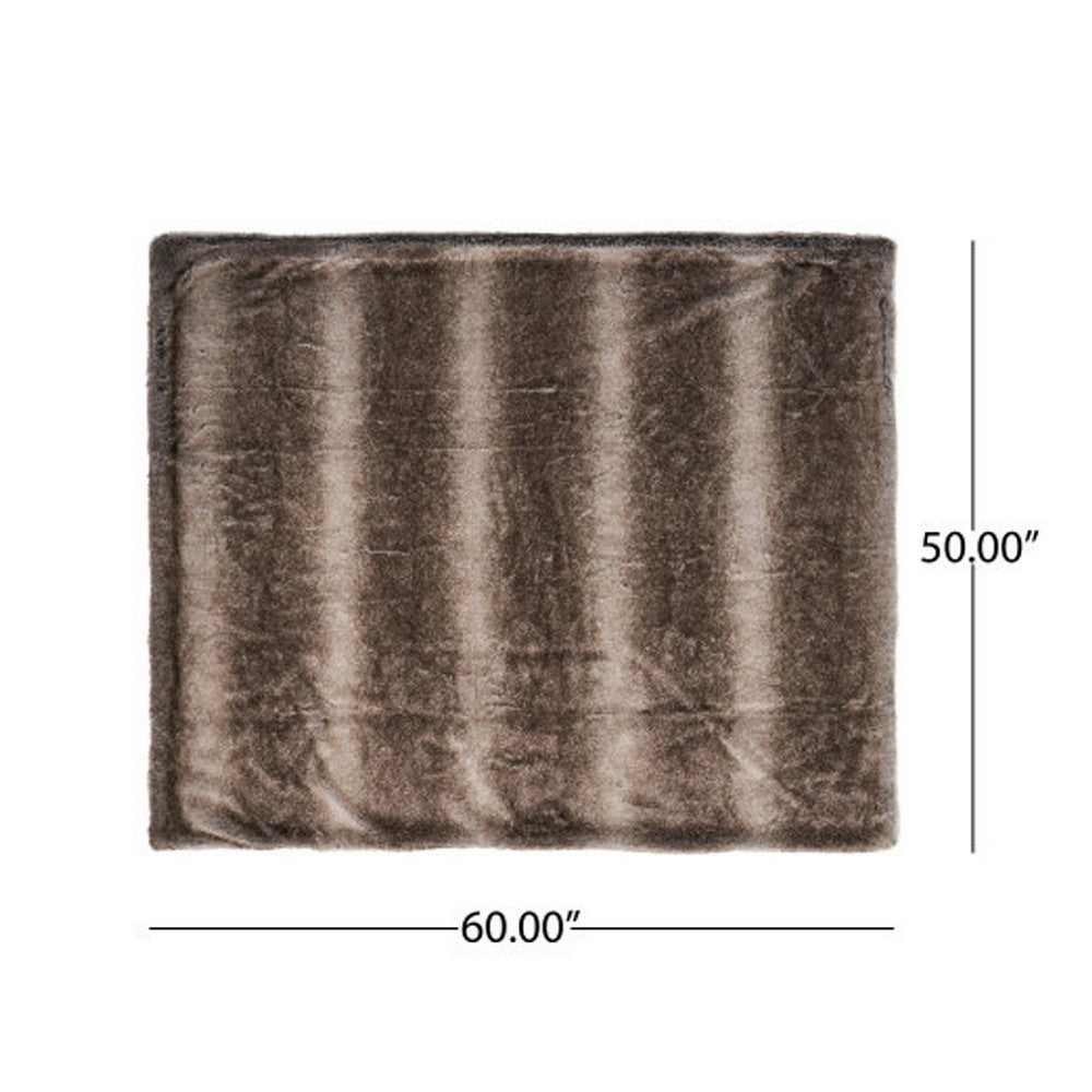 Tini 50x60 Throw Blanket | Rich Brown Faux Fur | One Sided Design