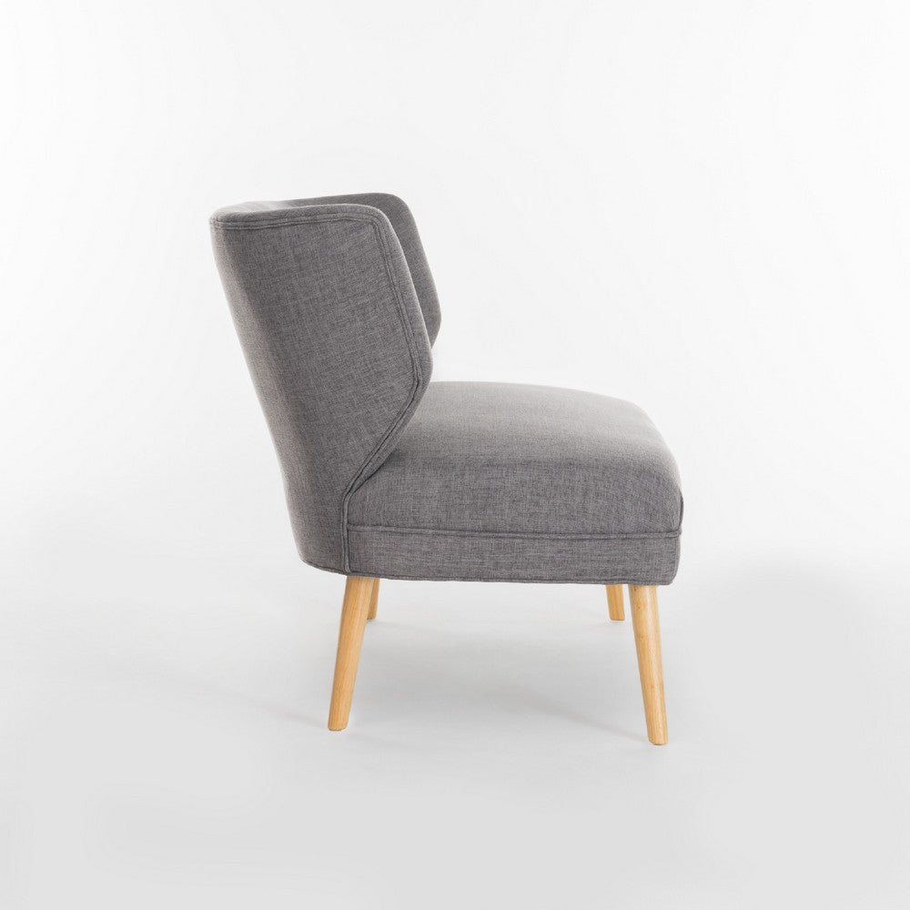 Vens Oversize Chair, Slender Wood Legs | Curved Back Gray Fabric | 52"