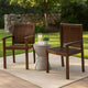 Alison Outdoor Dining Arm Chair Set of 2 | Slatted Brown Acacia Wood