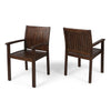 Alison Outdoor Dining Arm Chair Set of 2 | Slatted Brown Acacia Wood