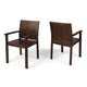 Alison Outdoor Dining Arm Chair Set of 2 | Slatted Brown Acacia Wood