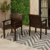 Alison Outdoor Dining Arm Chair Set of 2 | Slatted Brown Acacia Wood