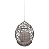 Luca Hanging Teardrop Chair | 8ft Chain | Gray Faux Rattan | Iron 49"