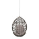 Luca Hanging Teardrop Chair | 8ft Chain | Gray Faux Rattan | Iron 49"