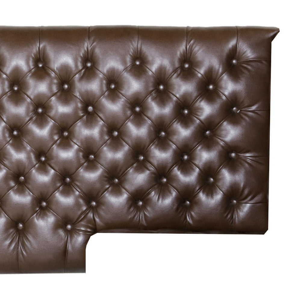 Ami Chaise Lounger | Tufted Dark Brown Faux Leather | Wood | 70’’ BM335426