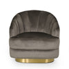 Accent Armchair | Channel Tufted Gray Velvet | Gold Metal Base