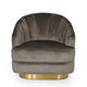 Accent Armchair | Channel Tufted Gray Velvet | Gold Metal Base