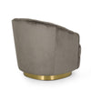 Accent Armchair | Channel Tufted Gray Velvet | Gold Metal Base