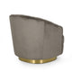Accent Armchair | Channel Tufted Gray Velvet | Gold Metal Base
