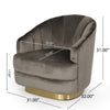 Accent Armchair | Channel Tufted Gray Velvet | Gold Metal Base BM335428
