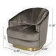 Accent Armchair | Channel Tufted Gray Velvet | Gold Metal Base BM335428