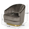 Accent Armchair | Channel Tufted Gray Velvet | Gold Metal Base