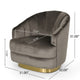 Accent Armchair | Channel Tufted Gray Velvet | Gold Metal Base