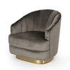 Accent Armchair | Channel Tufted Gray Velvet | Gold Metal Base