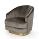 Accent Armchair | Channel Tufted Gray Velvet | Gold Metal Base