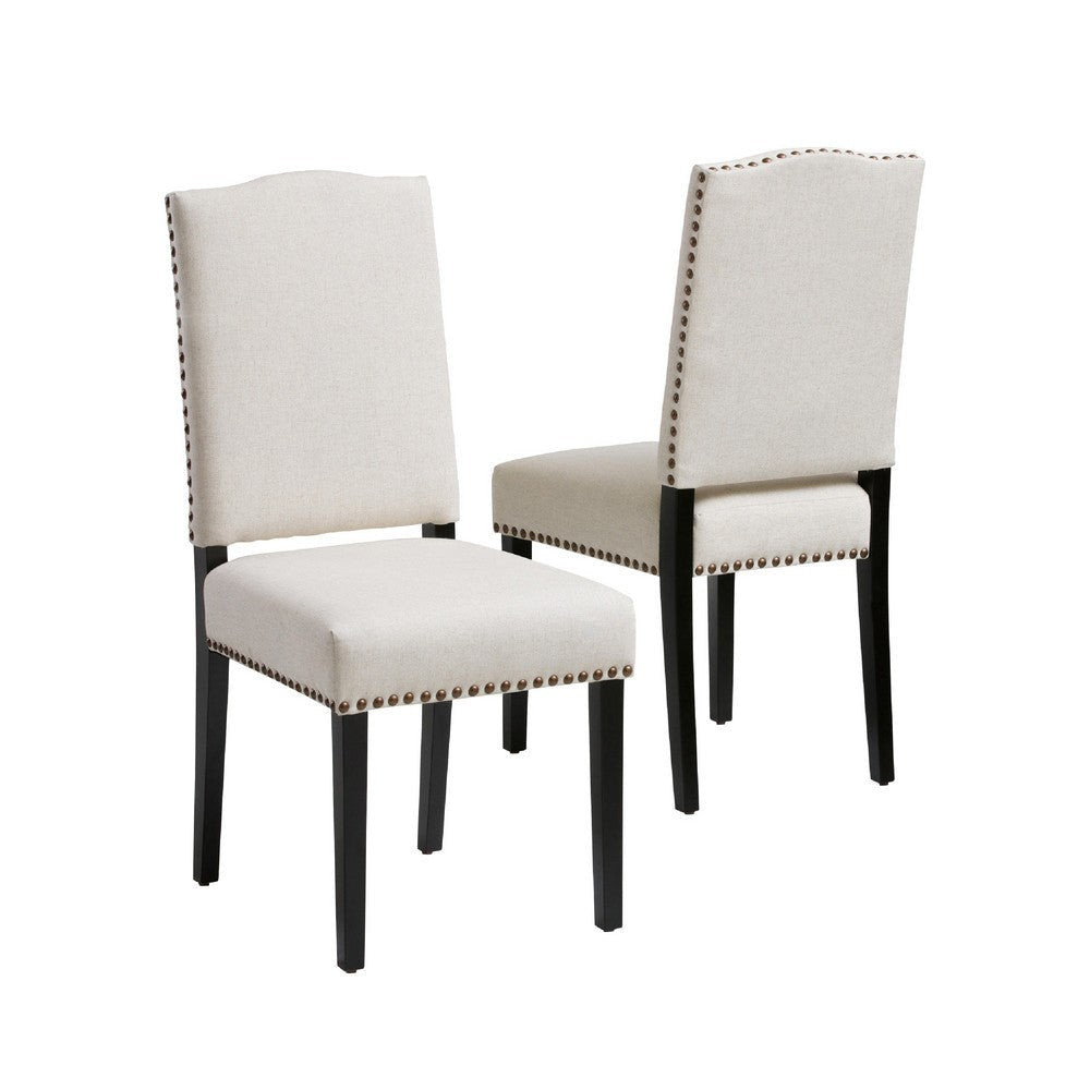 Kom Dining Chair | Beige Polyester Cushions | Espresso Brown Wood