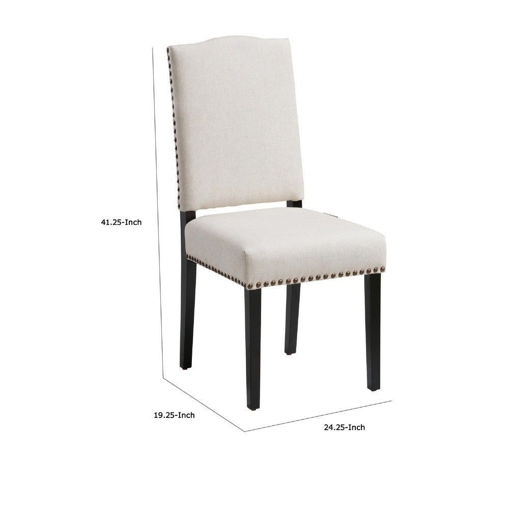 Kom Dining Chair | Beige Polyester Cushions | Espresso Brown Wood BM335431