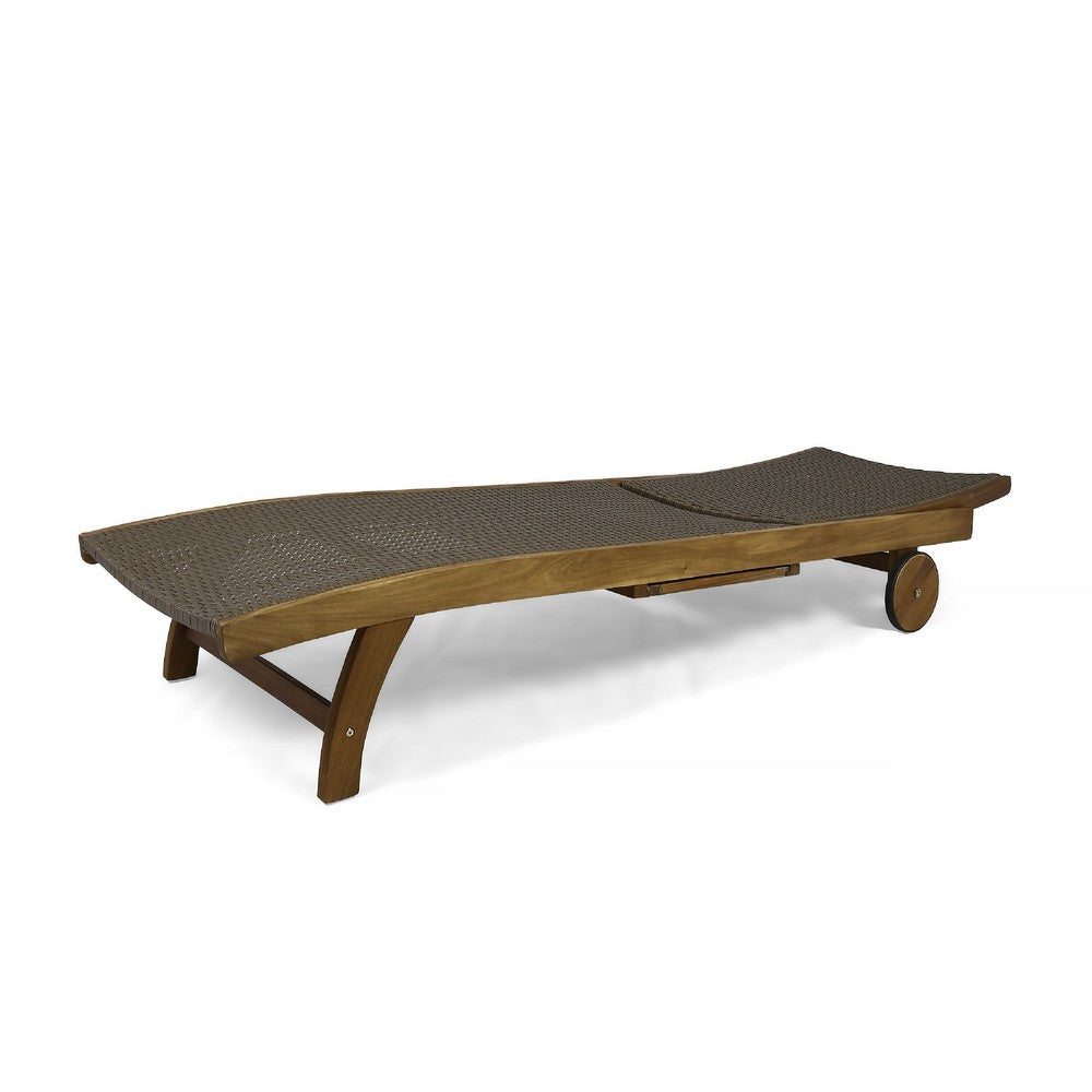 Benna Outdoor Chaise Lounger Set of 2 | Pull-Out Tray | Brown 79"