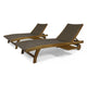 Benna Outdoor Chaise Lounger Set of 2 | Pull-Out Tray | Brown 79"