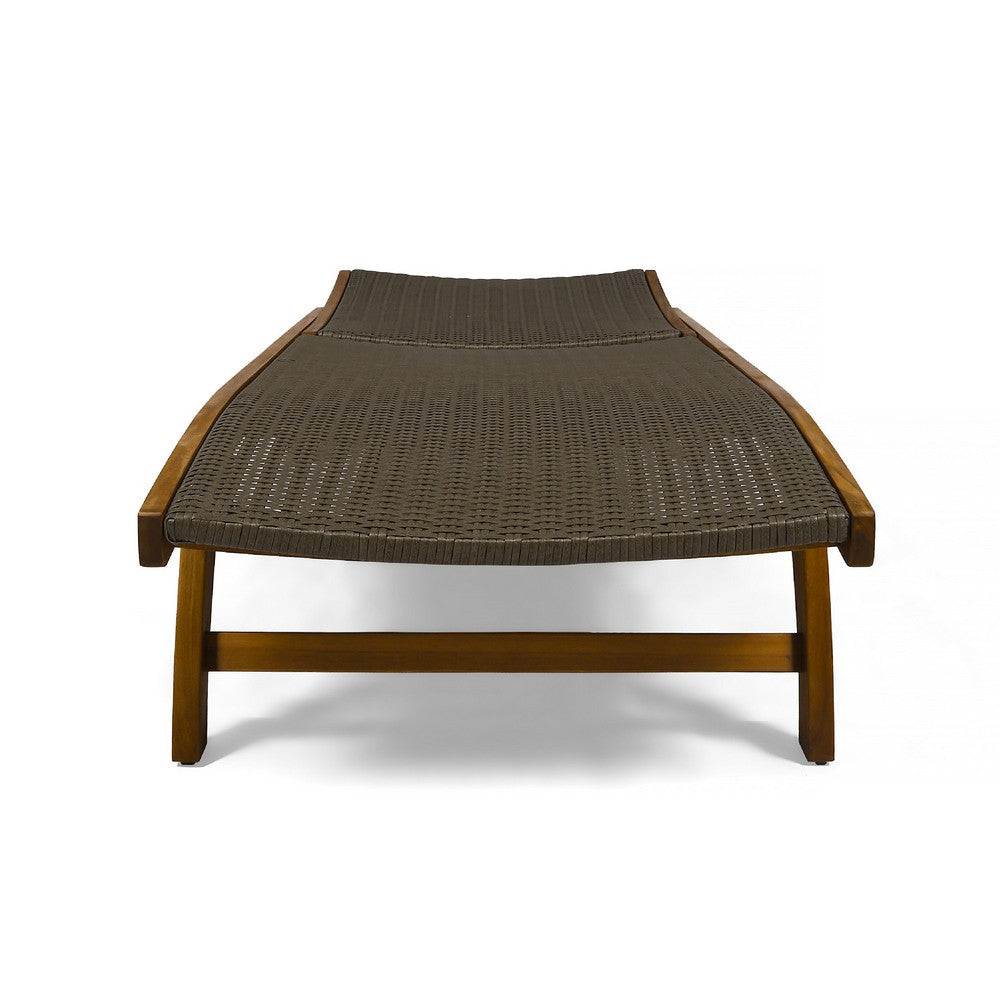 Benna Outdoor Chaise Lounger Set of 2 | Pull-Out Tray | Brown 79"
