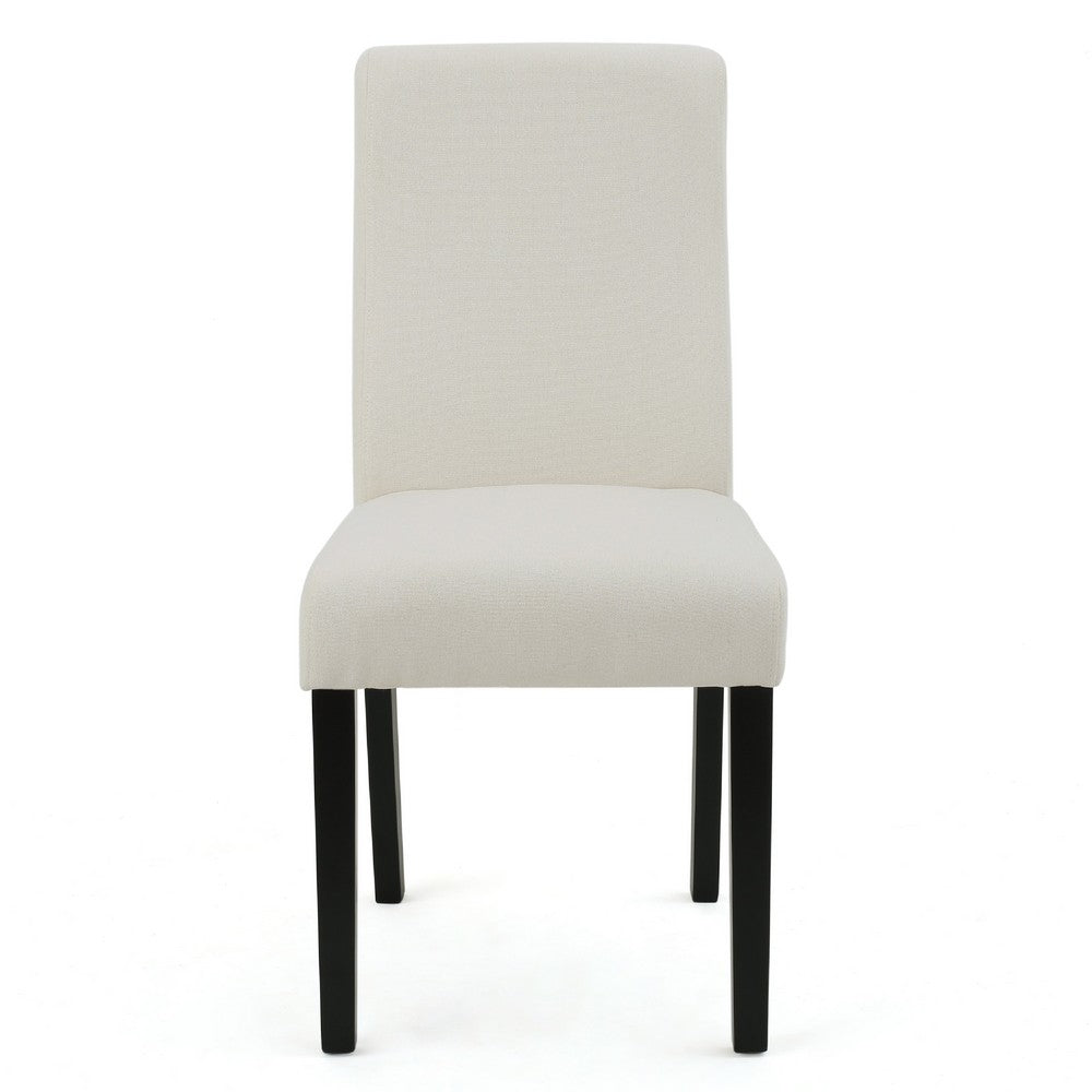 Celine Dining Side Chair Set of 2 | Ivory Fabric and Black Wood Frame