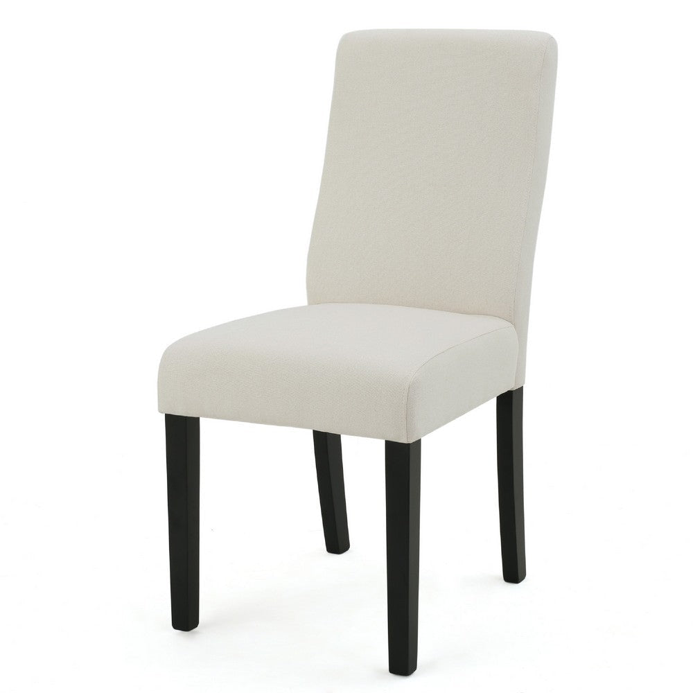 Celine Dining Side Chair Set of 2 | Ivory Fabric and Black Wood Frame BM335438