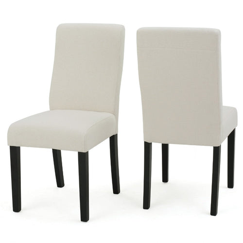 Celine Dining Side Chair Set of 2 | Ivory Fabric and Black Wood Frame