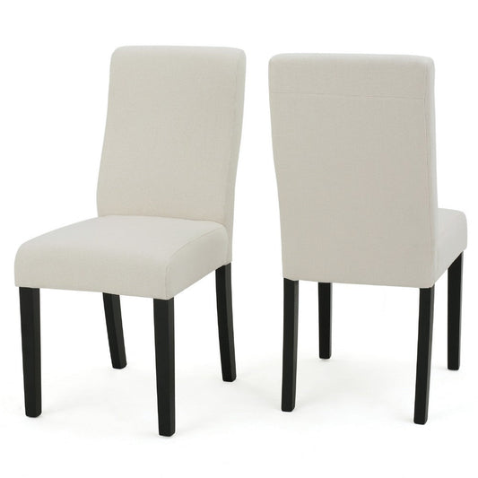 Celine Dining Side Chair Set of 2 | Ivory Fabric and Black Wood Frame