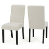 Celine Dining Side Chair Set of 2 | Ivory Fabric and Black Wood Frame