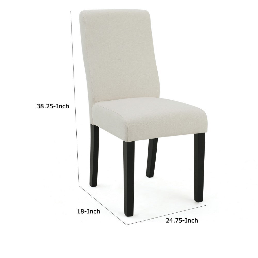 Celine Dining Side Chair Set of 2 | Ivory Fabric and Black Wood Frame BM335438