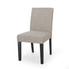 Dining Chair Set of 2 | Light Gray Fabric | Soft Cushions | Black Wood