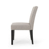 Dining Chair Set of 2 | Light Gray Fabric | Soft Cushions | Black Wood BM335439