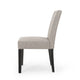 Dining Chair Set of 2 | Light Gray Fabric | Soft Cushions | Black Wood
