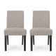 Dining Chair Set of 2 | Light Gray Fabric | Soft Cushions | Black Wood